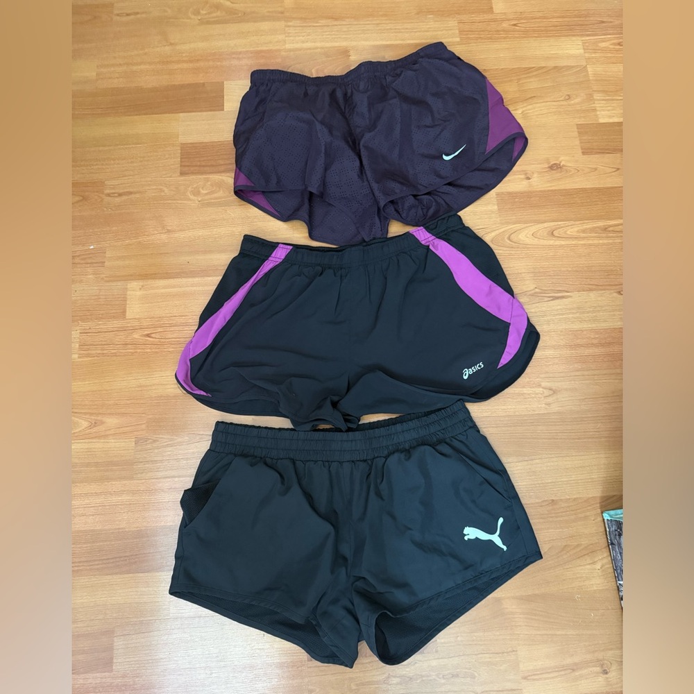 Nike Women's Black and Purple Athletic Shorts bundle